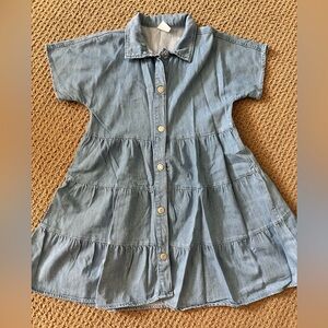 Zara Blue Ruffled Buttoned Casual Dress